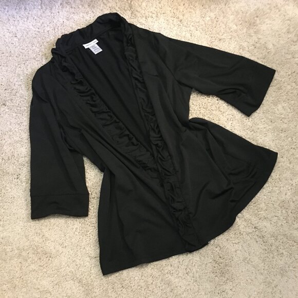 Black Gothic Maestro Ruffled Hem Open Cardigan - Picture 11 of 16